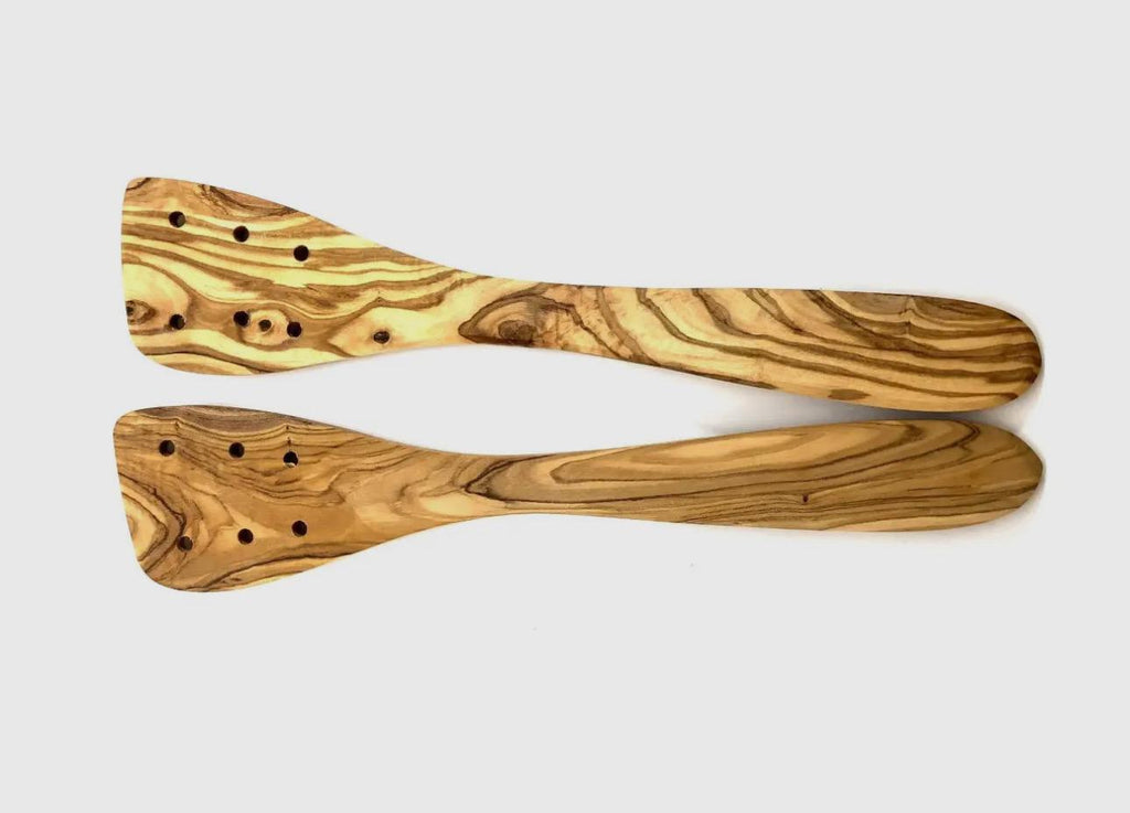 Olive Wood Spatulas with Holes