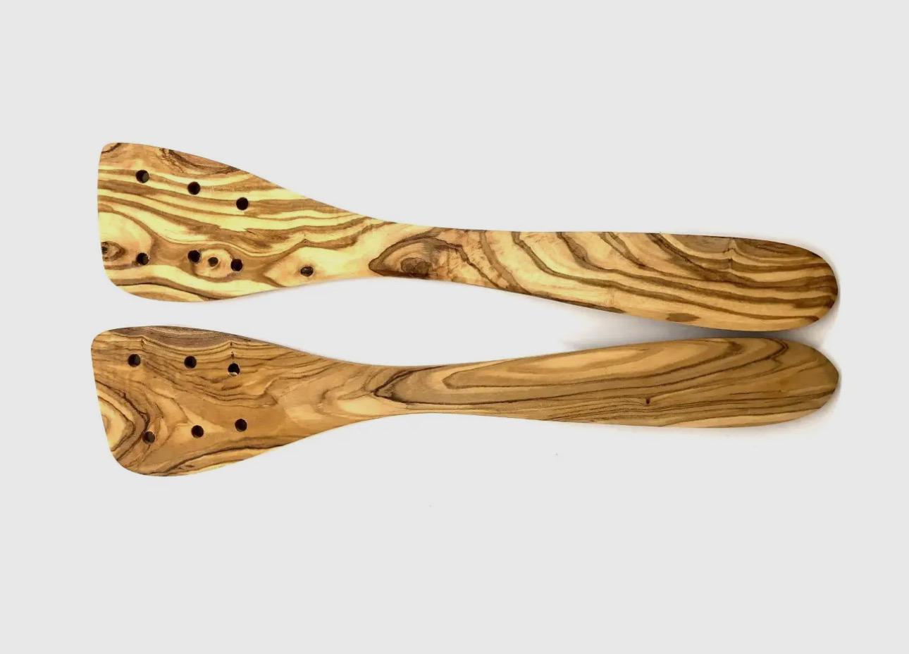 Olive Wood Spatulas with Holes