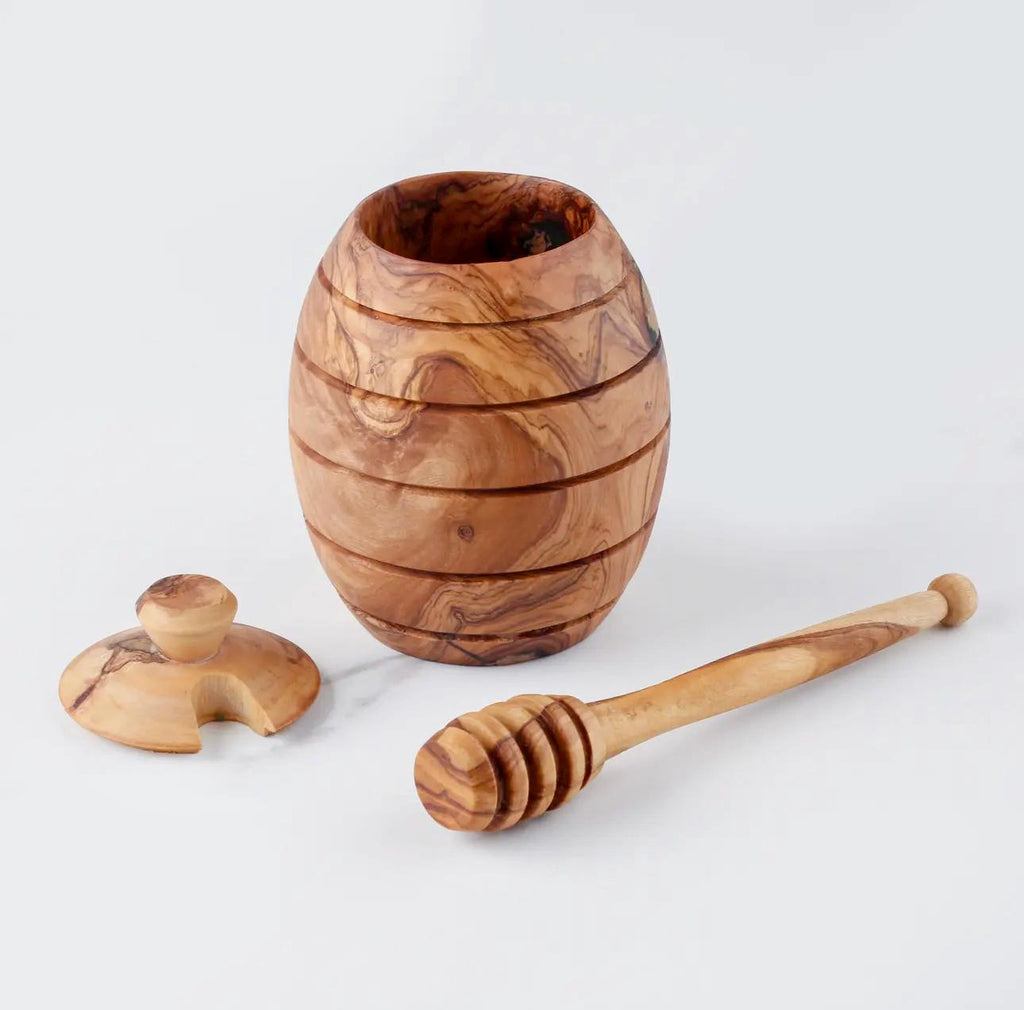Olive Wood Honey Pot with Dipper