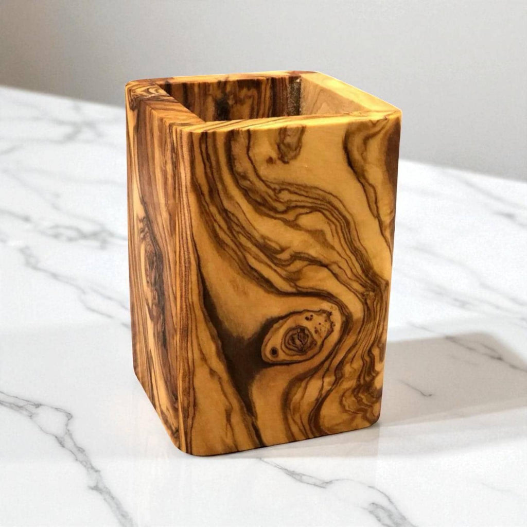 Olive Wood Rectangle Bathroom Cup
