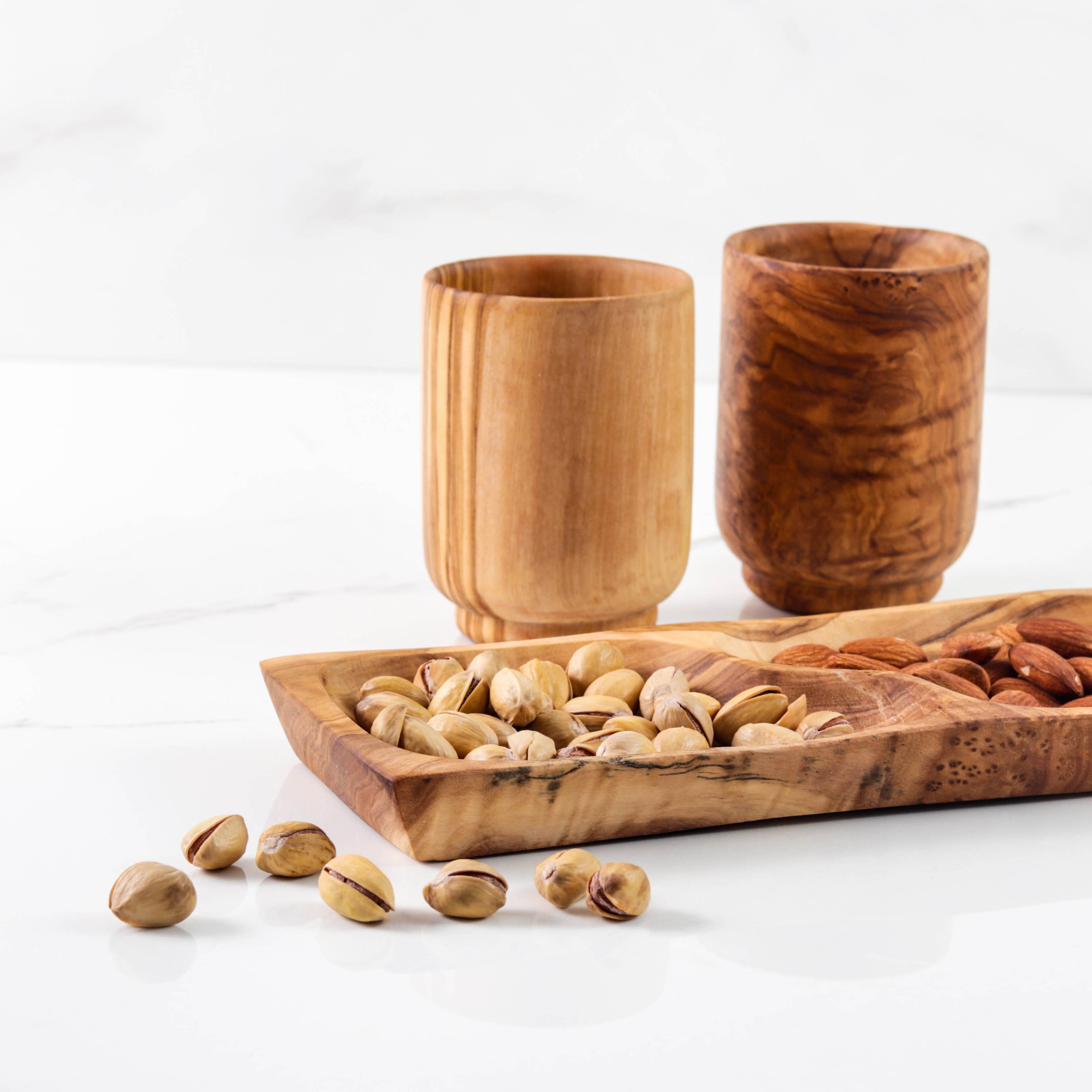 Olive Wood Platter | 2-Section | Rustic Design