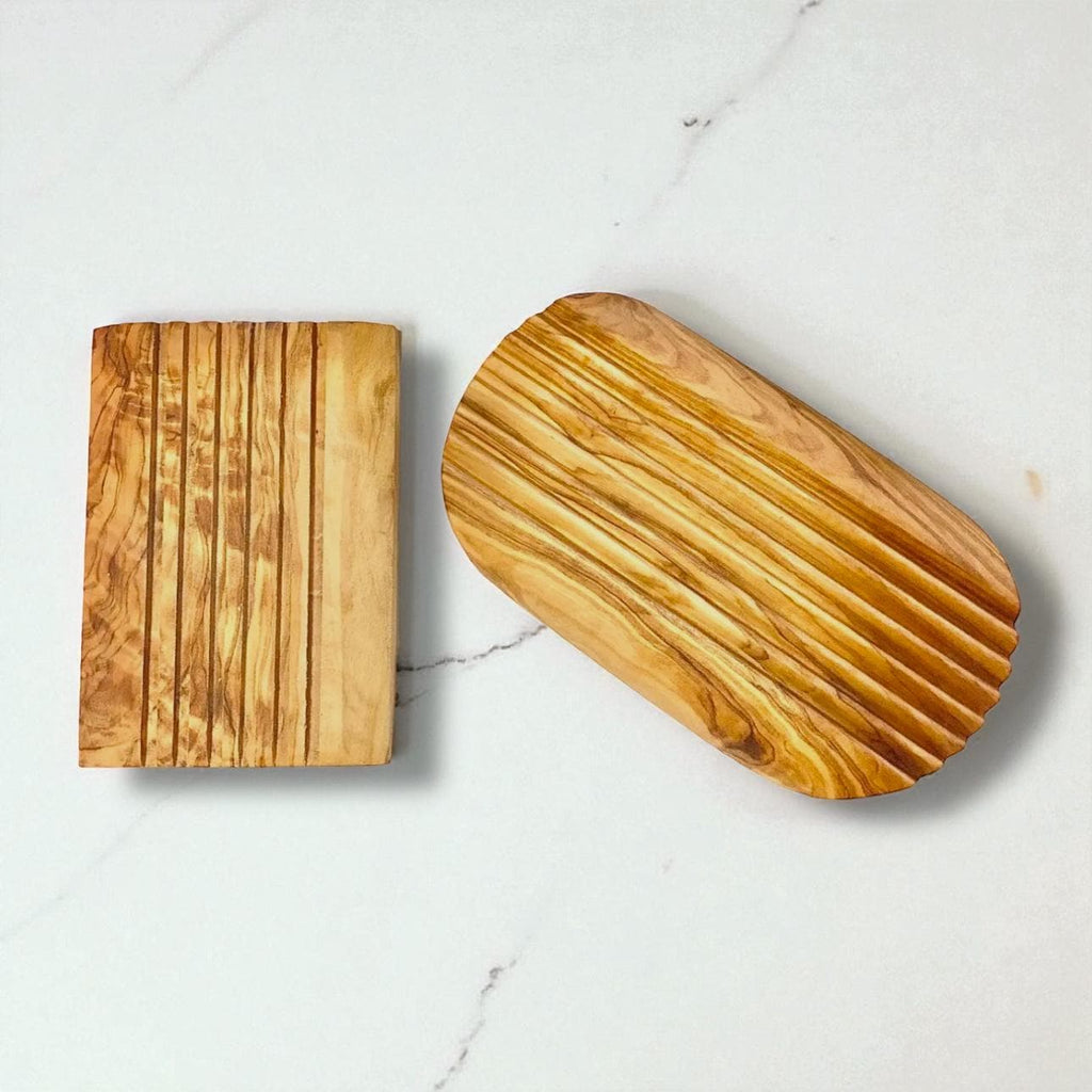 Rustic Square or Oval Olive Wood Soap Dish