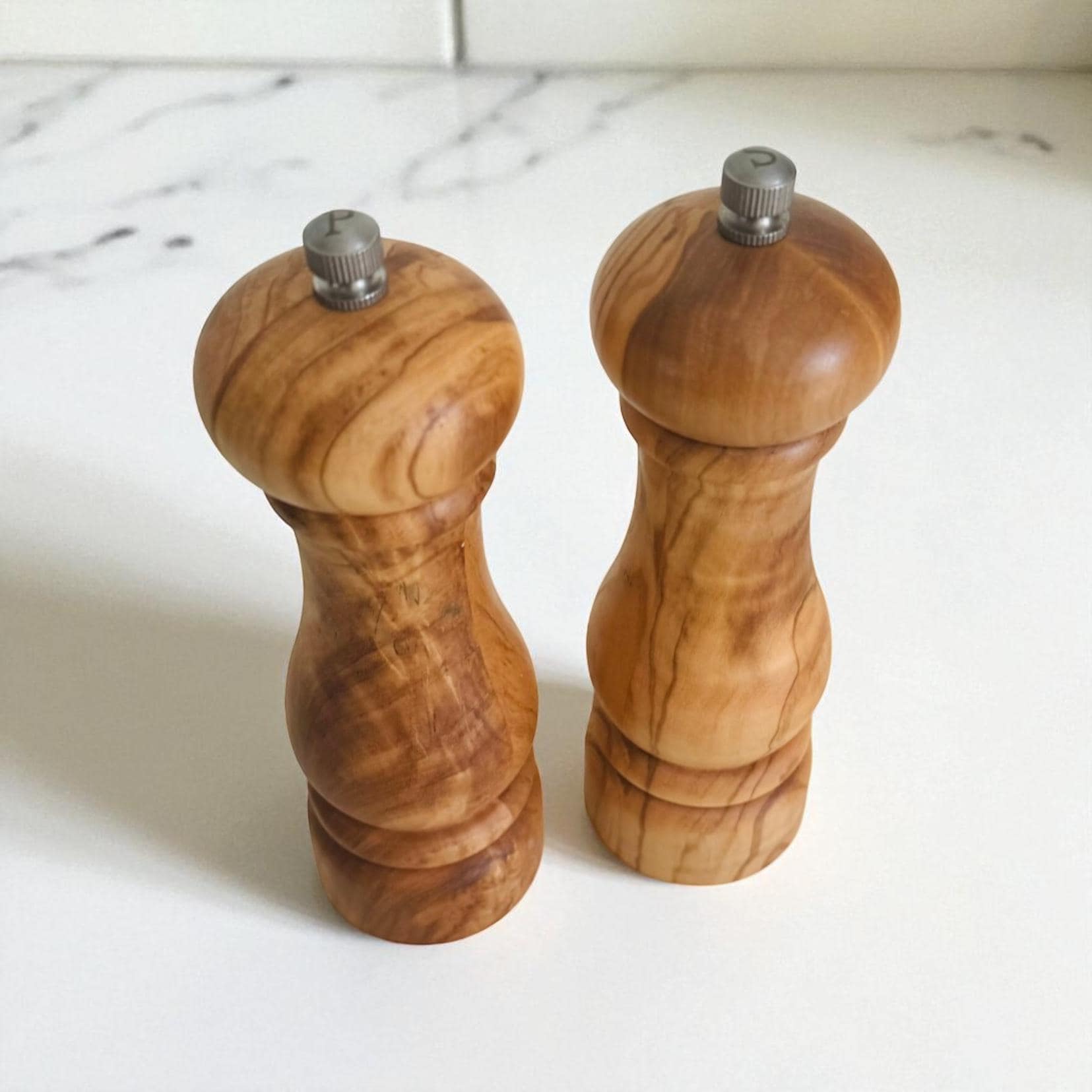 Olive Wood Salt & Pepper Mills Set