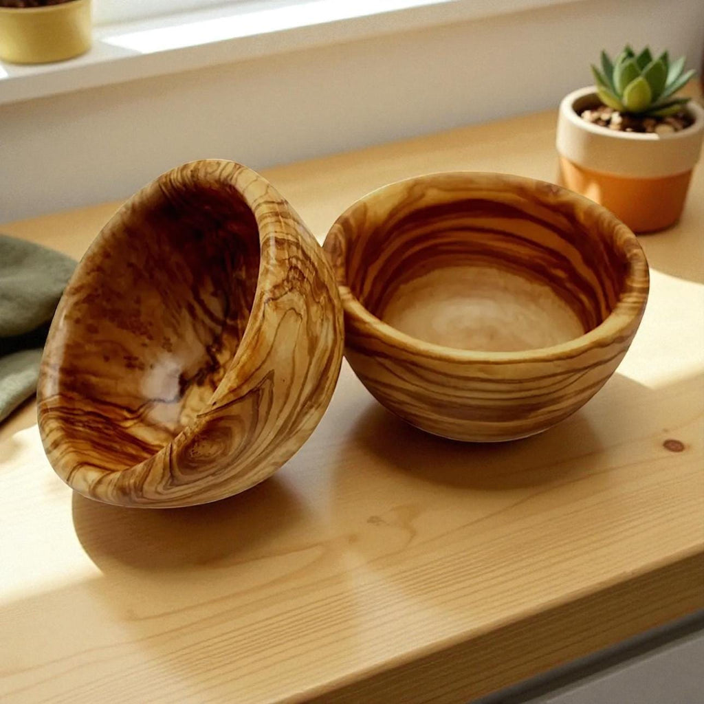 Rustic Olive Wood Snack Bowls