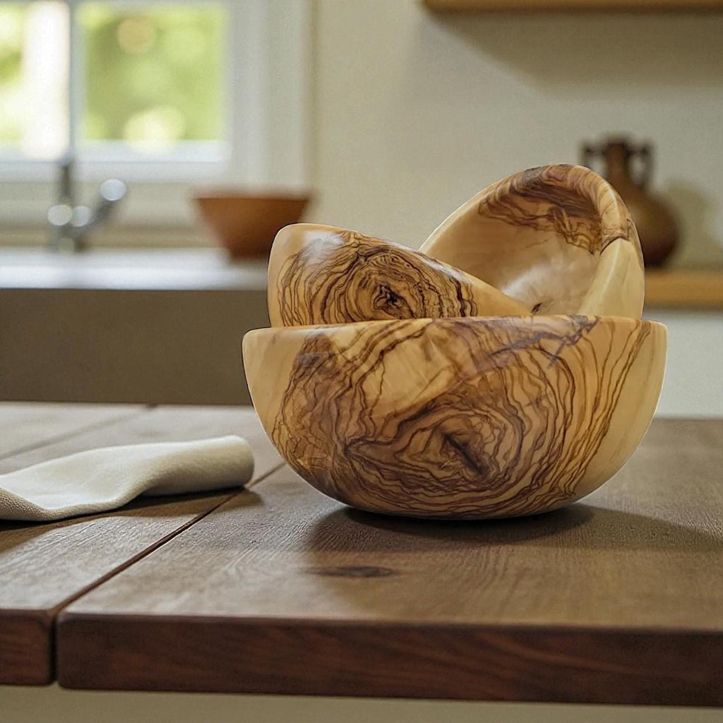 Rustic Olive Wood Snack Bowls