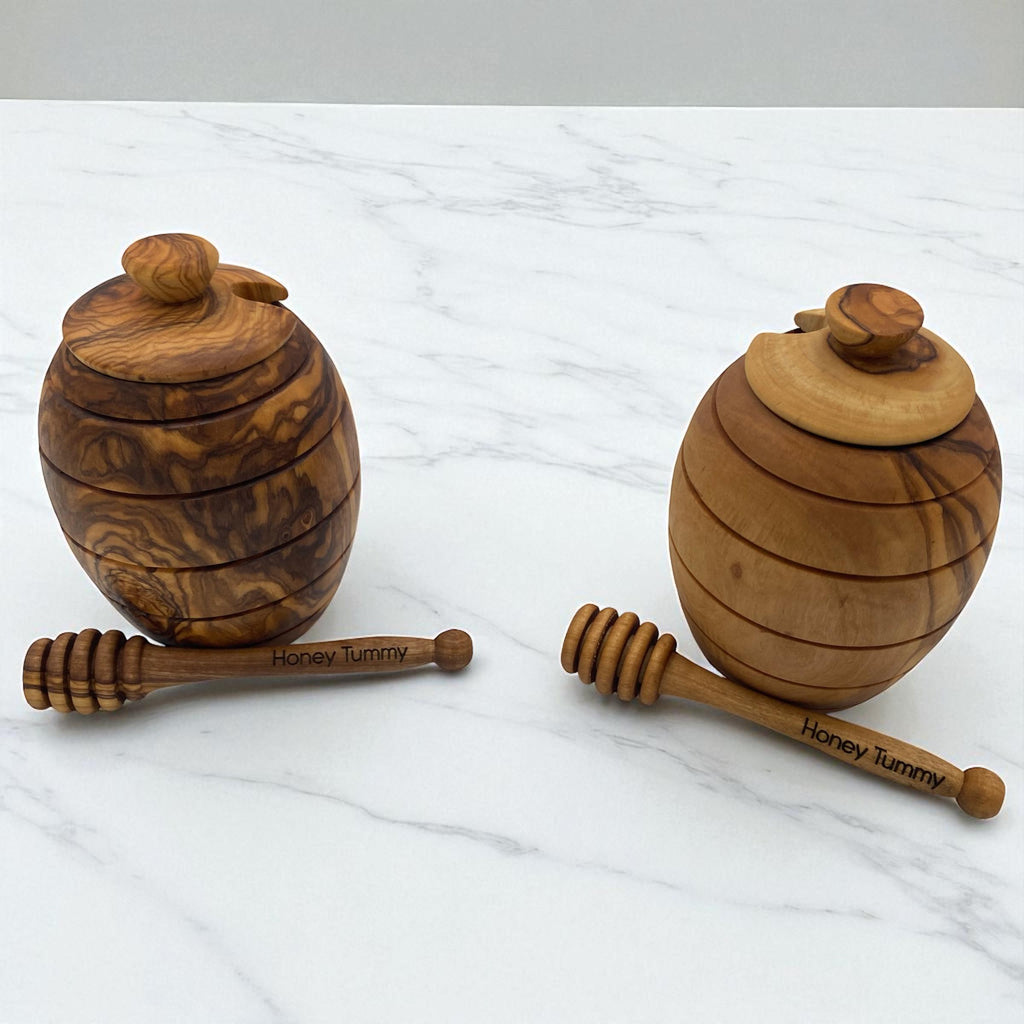 Olive Wood Honey Pot with Dipper