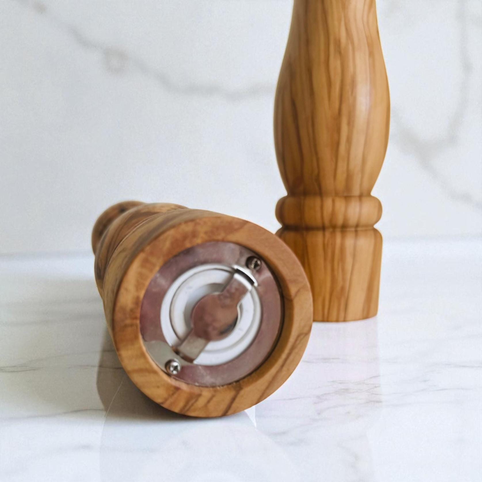Olive Wood Salt & Pepper Mills Set