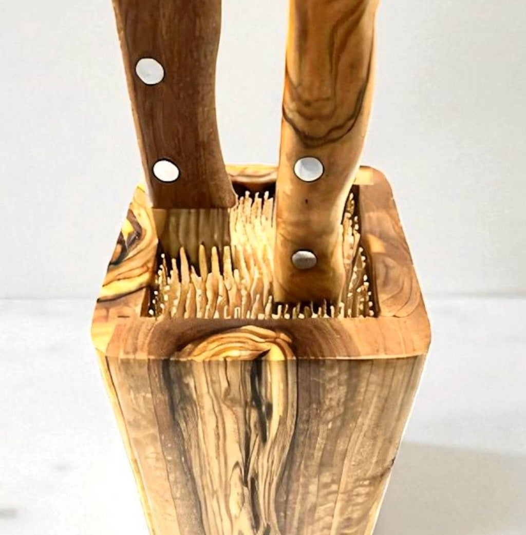 Rectangle Olive Wood Knife Block