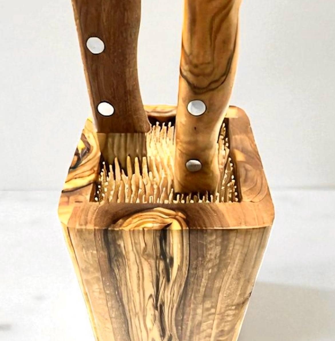 Rectangle Olive Wood Knife Block