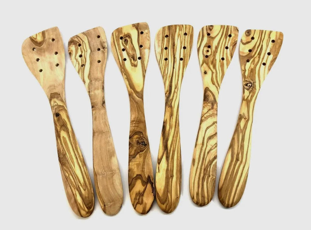 Olive Wood Spatulas with Holes