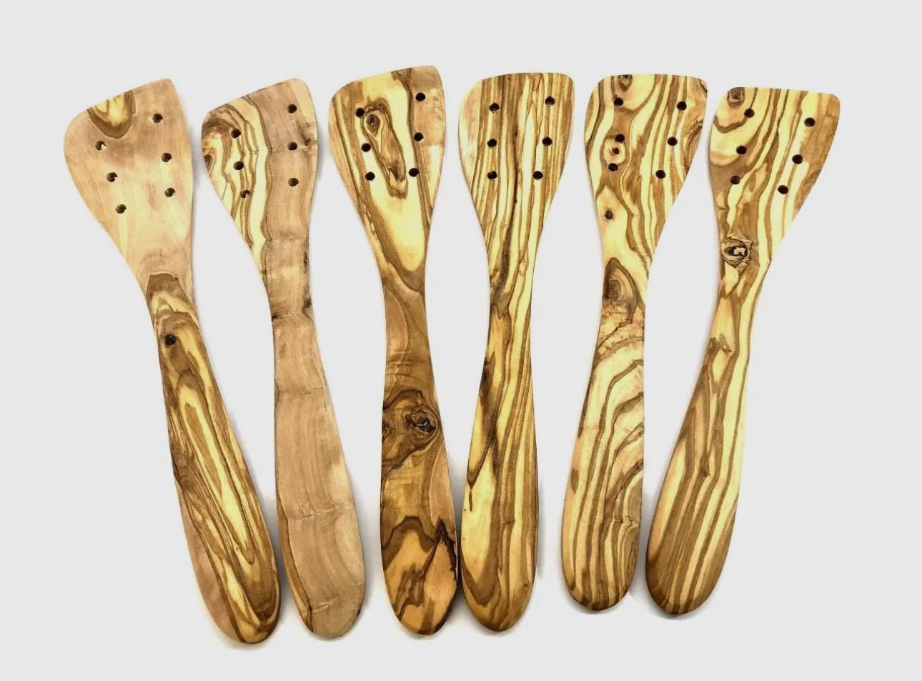 Olive Wood Spatulas with Holes