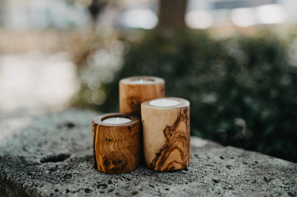 Olive Wood Tea Light Holder Set of 3