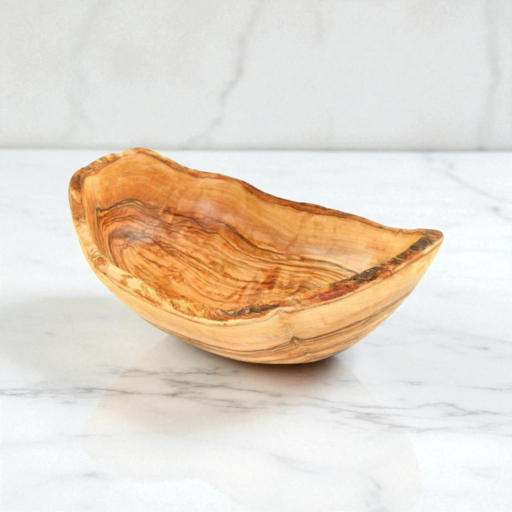 Rustic Live Edge Olive Wood Snack Bowl