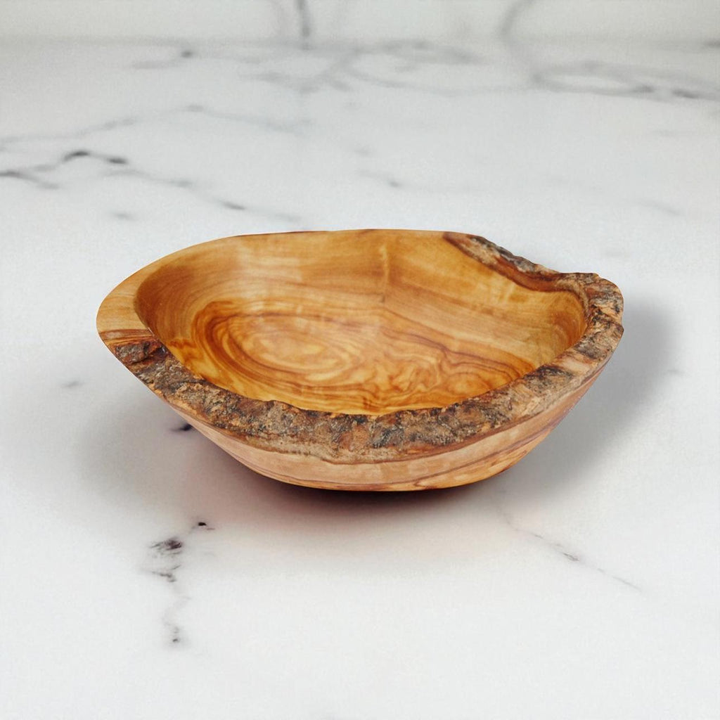 Rustic Live Edge Olive Wood Snack Bowl