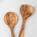 Olive Wood Salad Servers Set – Handmade Spoon & Spork