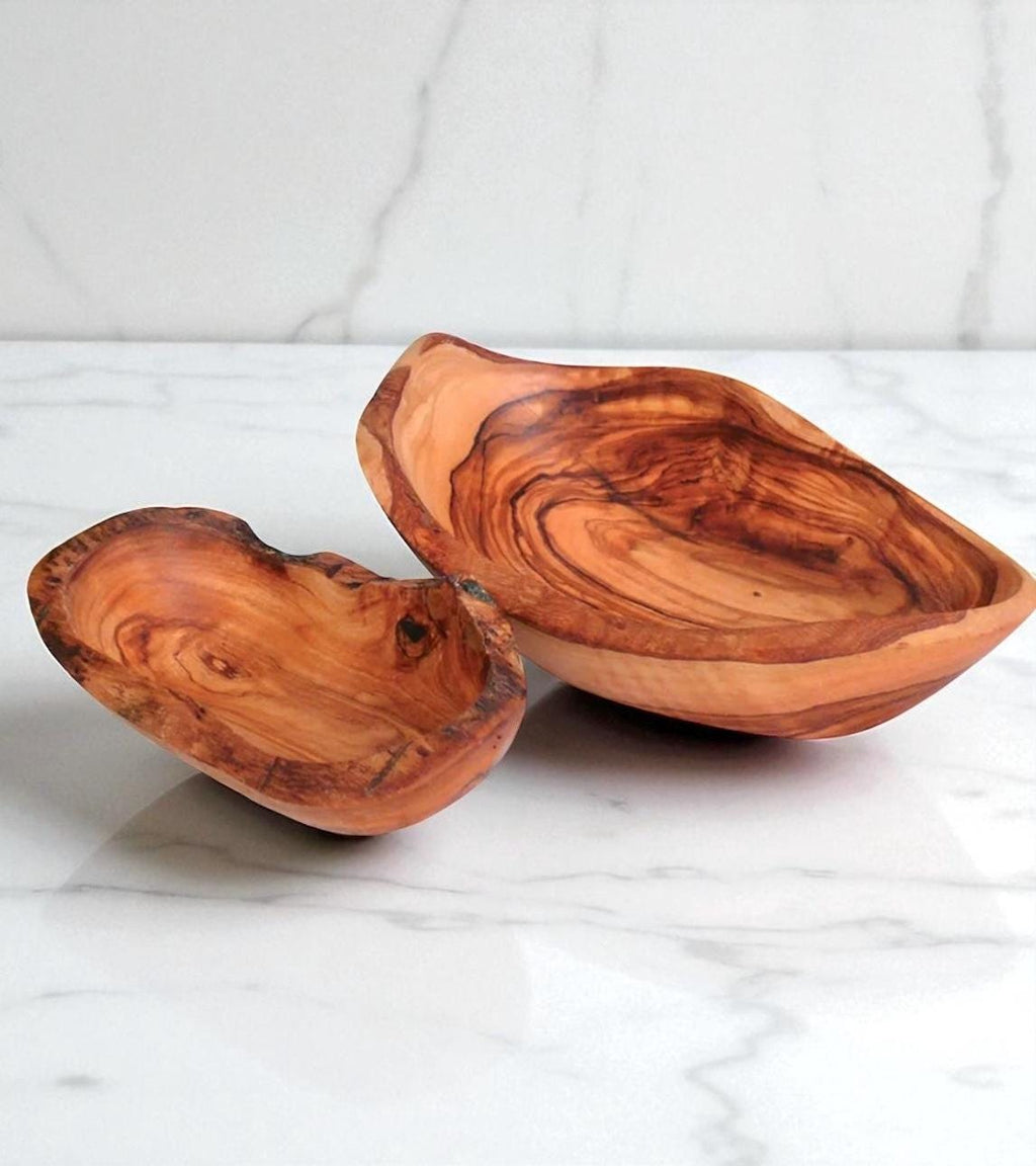 Rustic Live Edge Olive Wood Snack Bowl