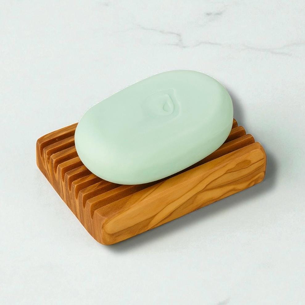 Rustic Square or Oval Olive Wood Soap Dish