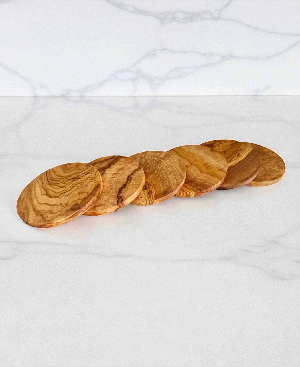 Round Rustic Olive Wood Coasters