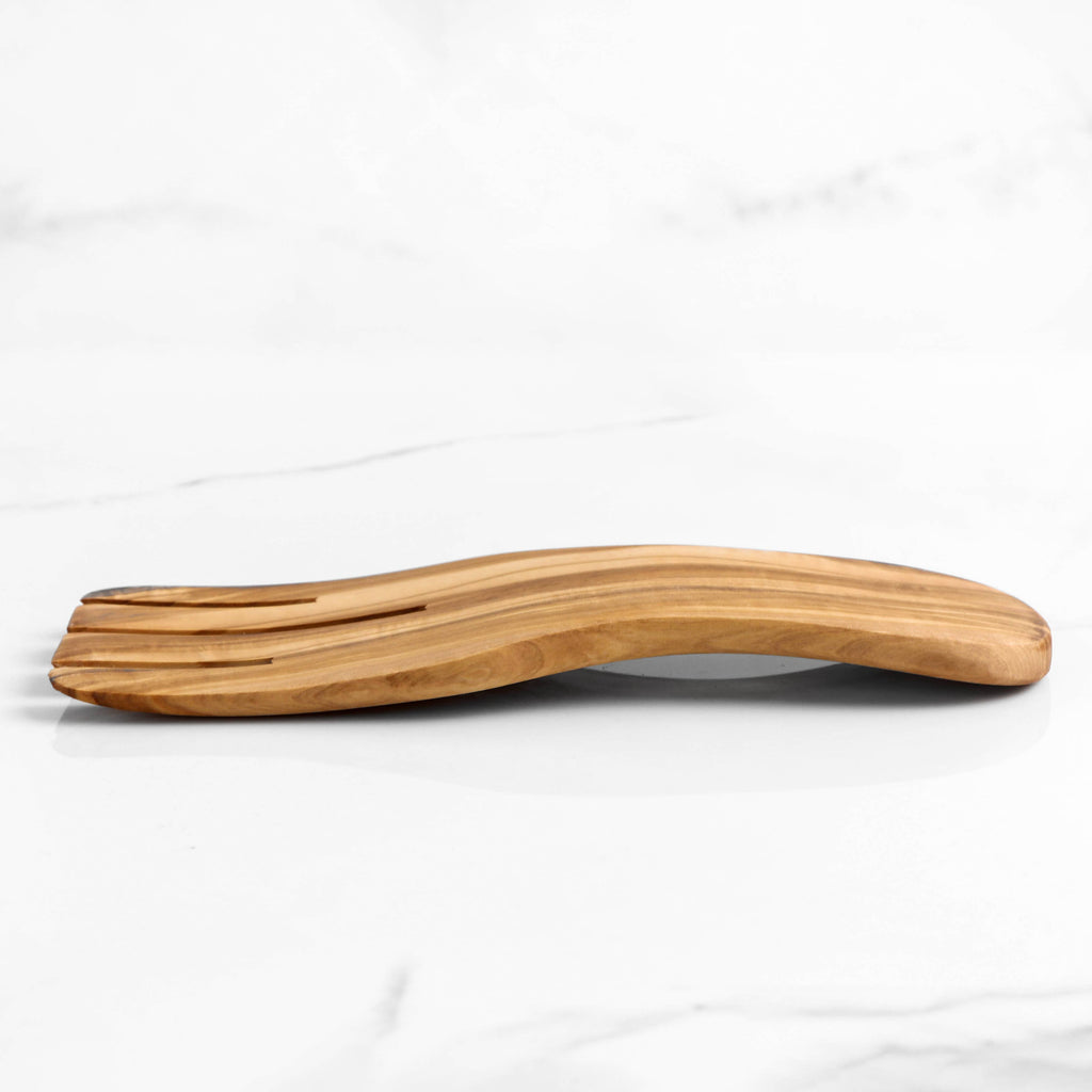 Set of 2 Olive Wood Salad Hands–Handmade Sustainable Servers