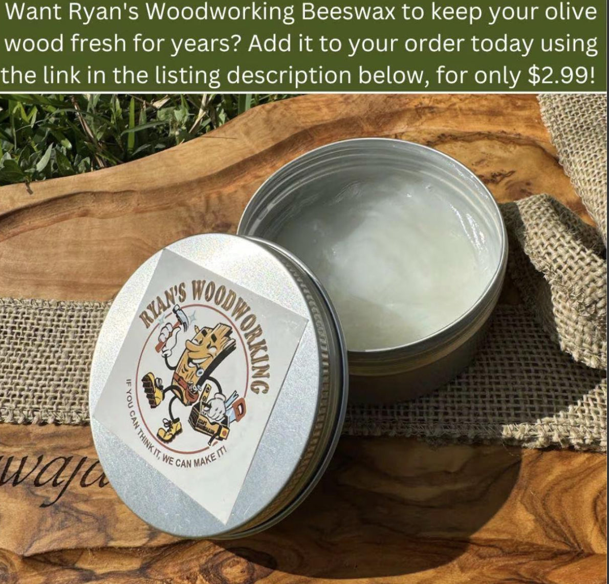 Olive Wood Rolling Pin With Handles