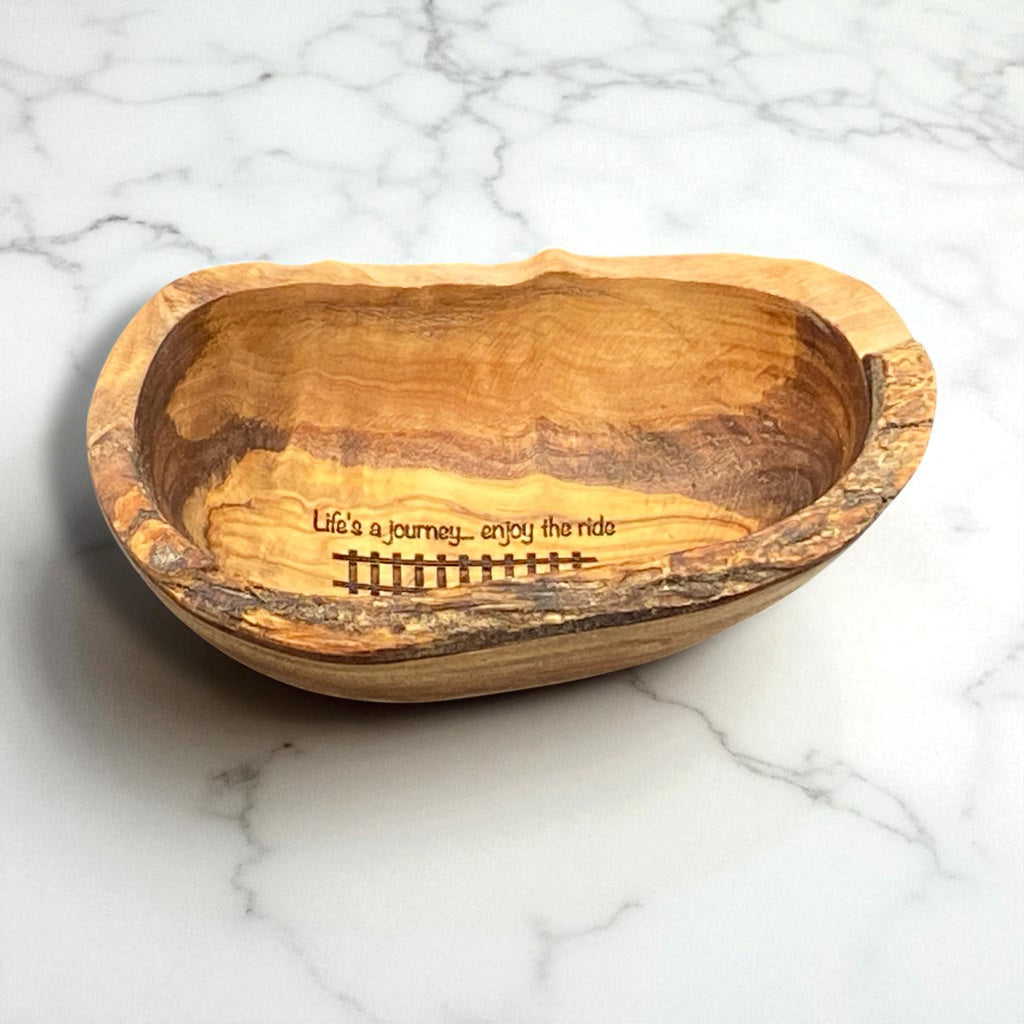 Rustic Live Edge Olive Wood Snack Bowl