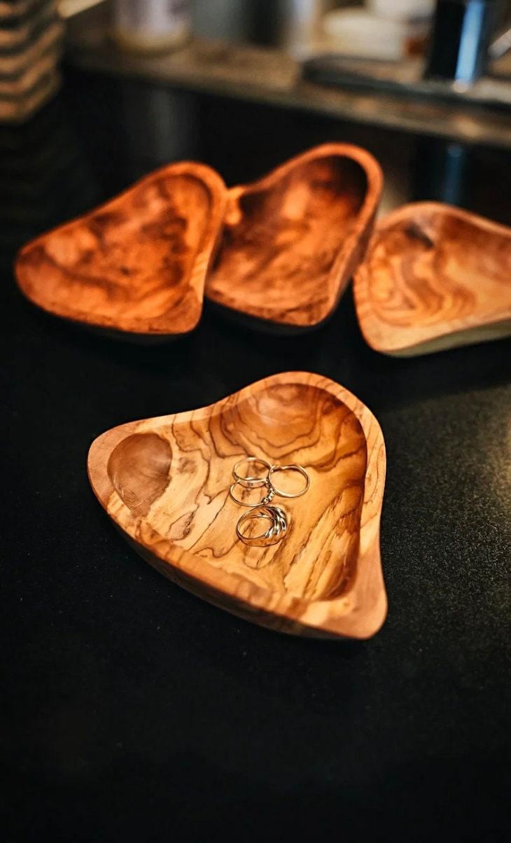 Olive Wood Heart Shaped Bowl