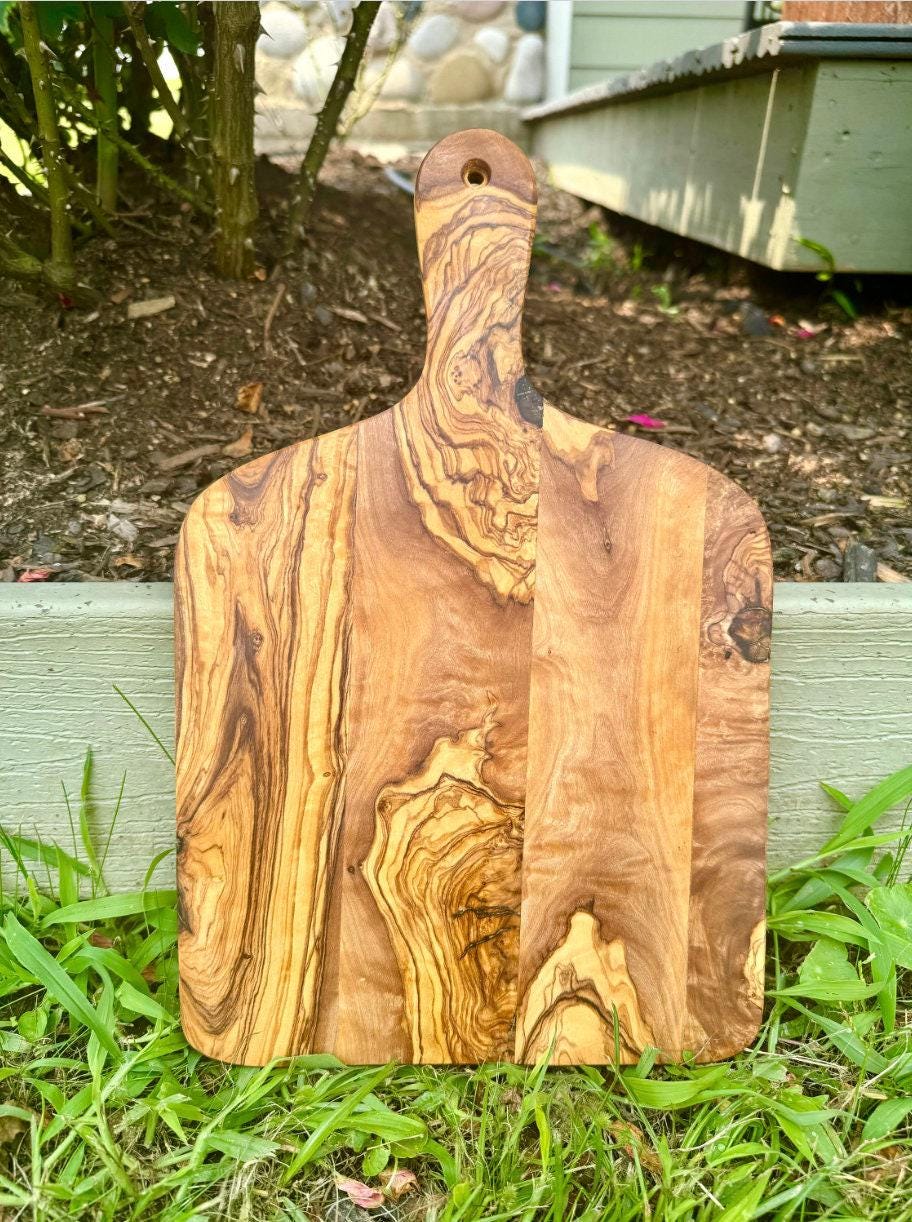 Large, Medium, Small Olive Wood Cutting Board With Handle
