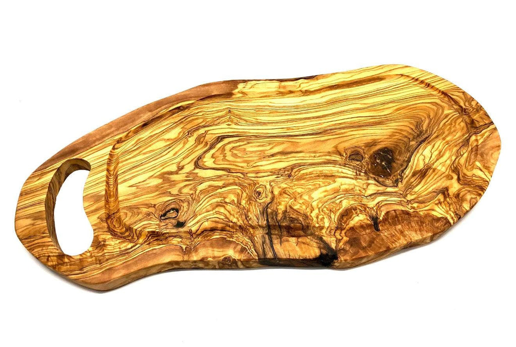 Large Olive Wood Steak Board RUSTIC with Pull Tab +Juice Groove