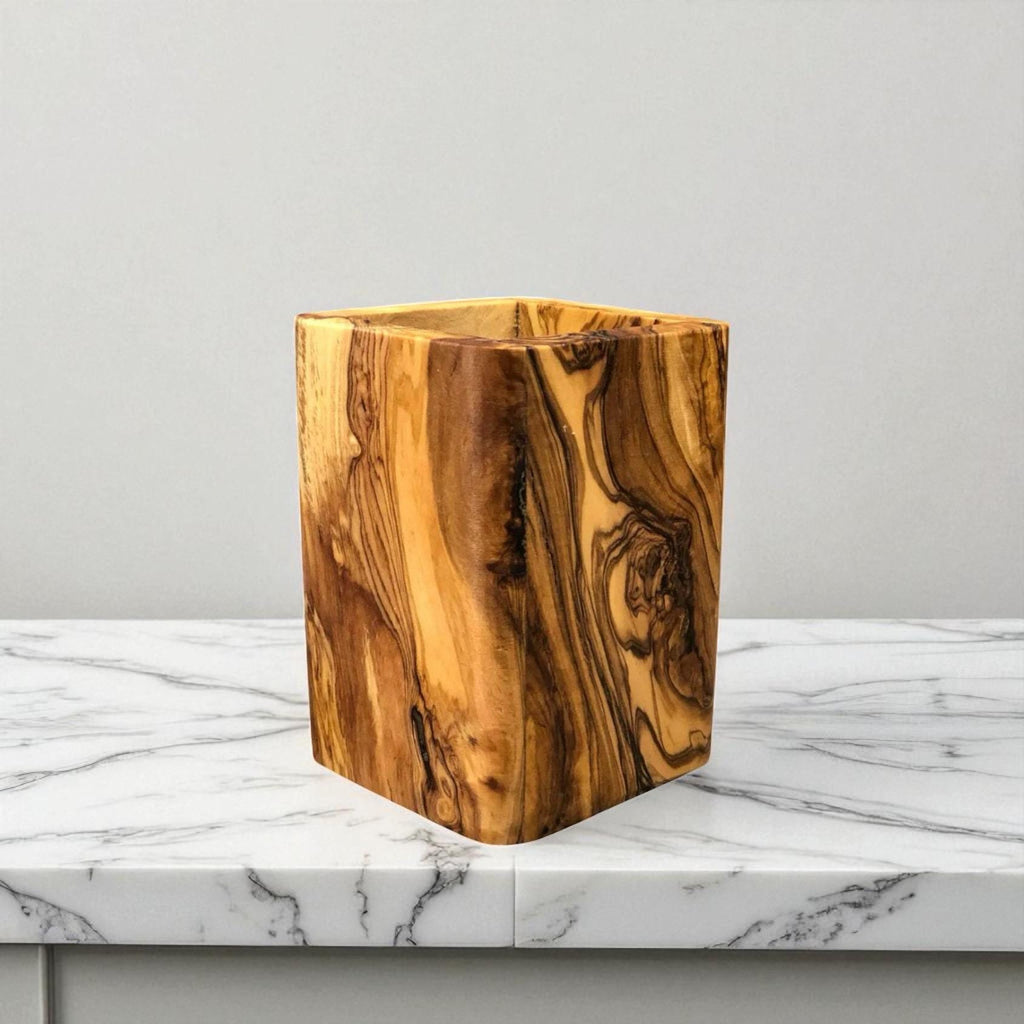 Olive Wood Rectangle Bathroom Cup