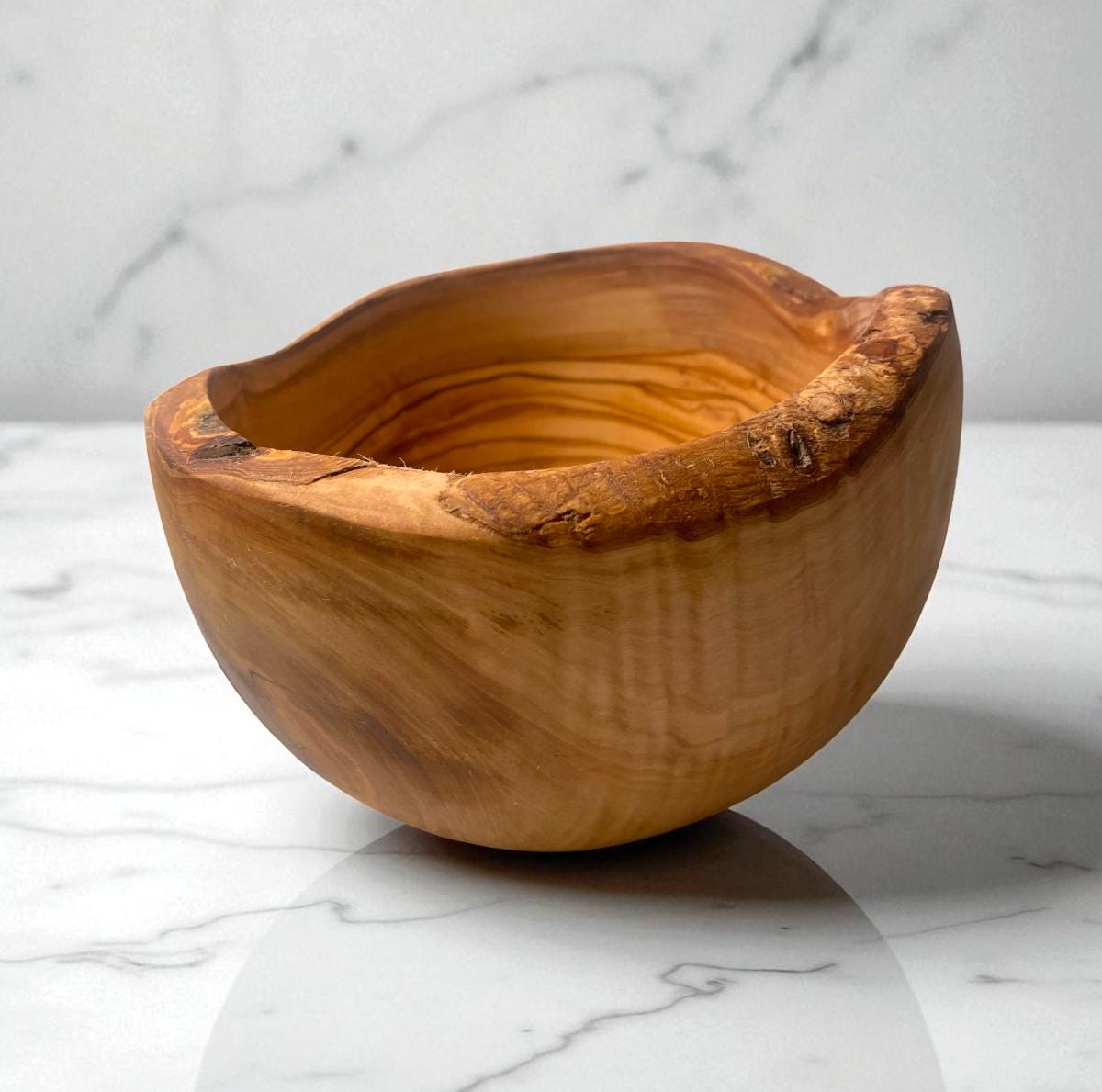 Rustic Live Edge Olive Wood Snack Bowl