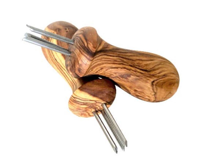 Set of 2 Olive Wood Corn On The Cob Holders