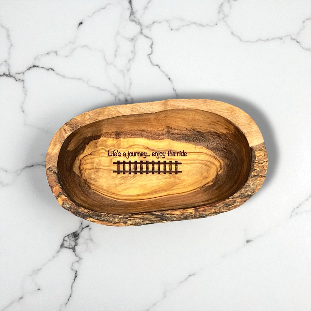 Rustic Live Edge Olive Wood Snack Bowl