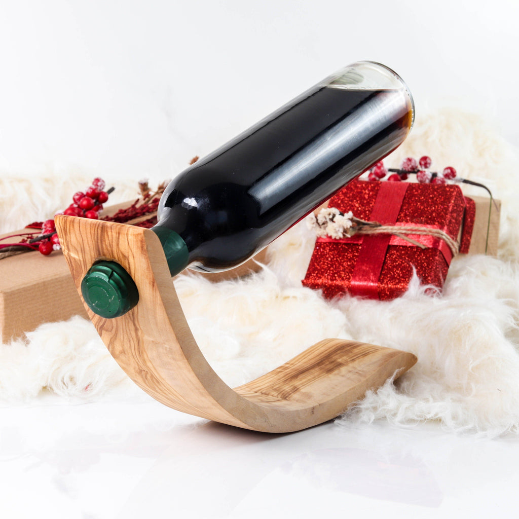 Handmade Olive Wood Wine Bottle Holder