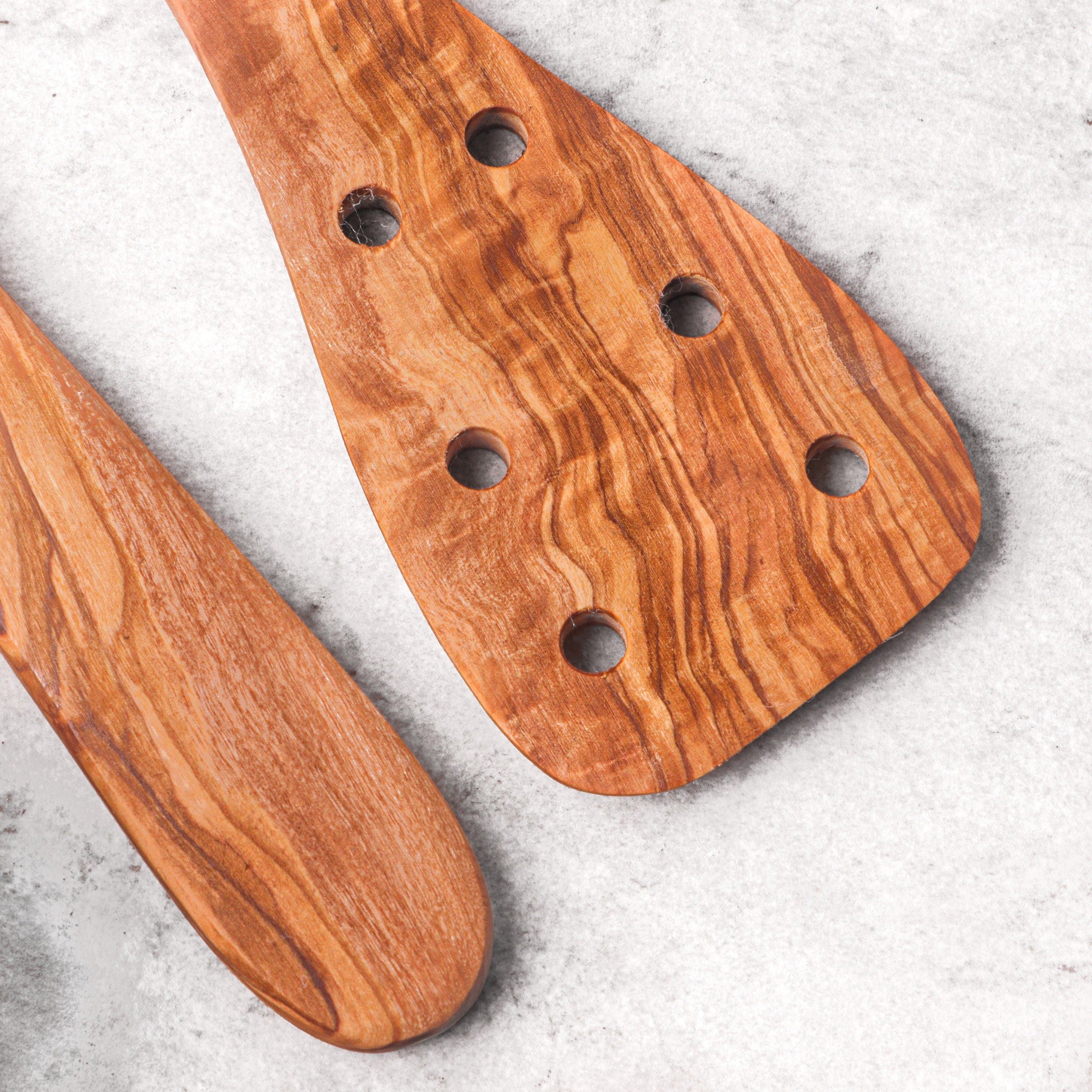 Olive Wood Kitchen Utensil Set: Personalized Cooking Spoons & Spatula