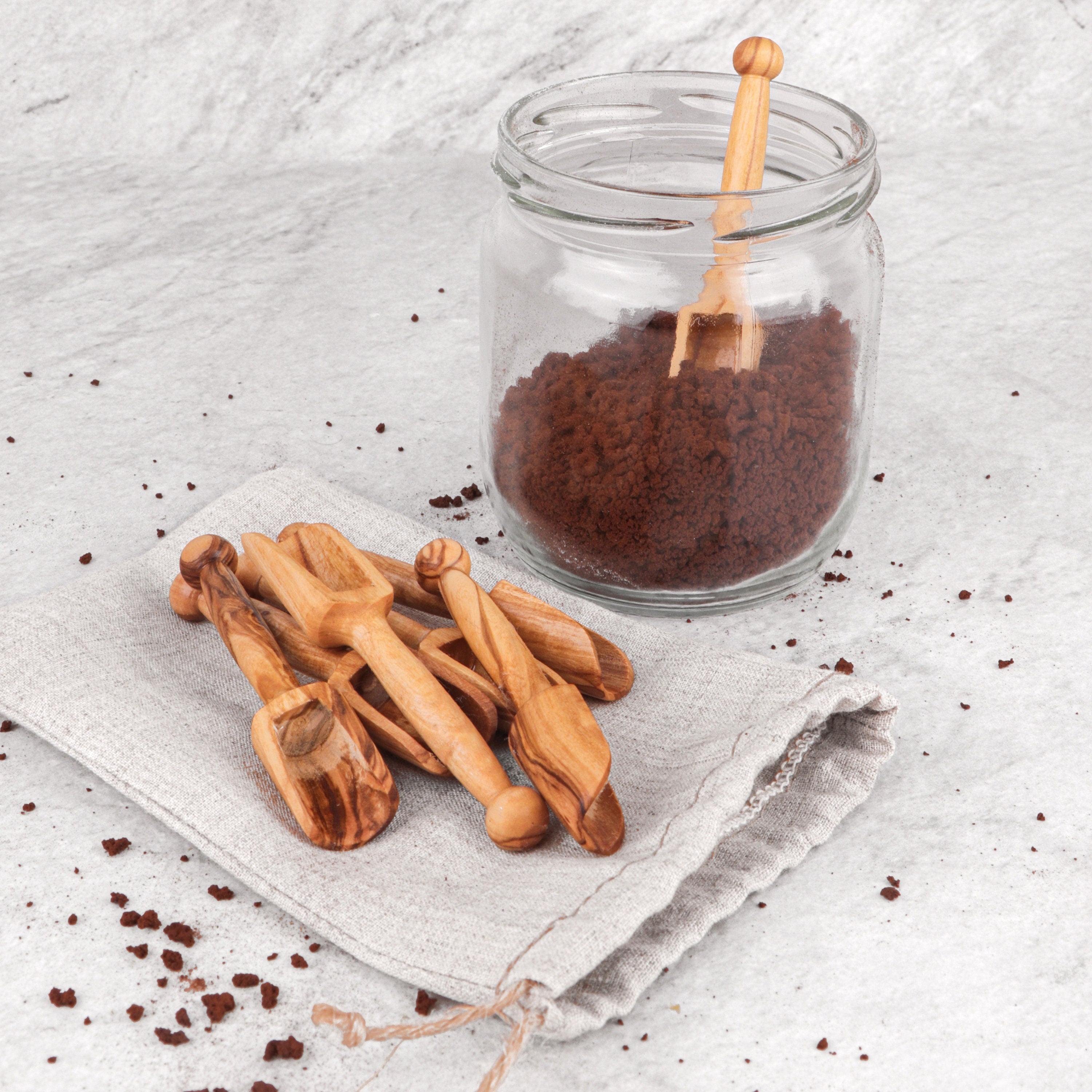 Handmade Olive Wood Mini Spoons: Salt, Coffee, Tea Scoops