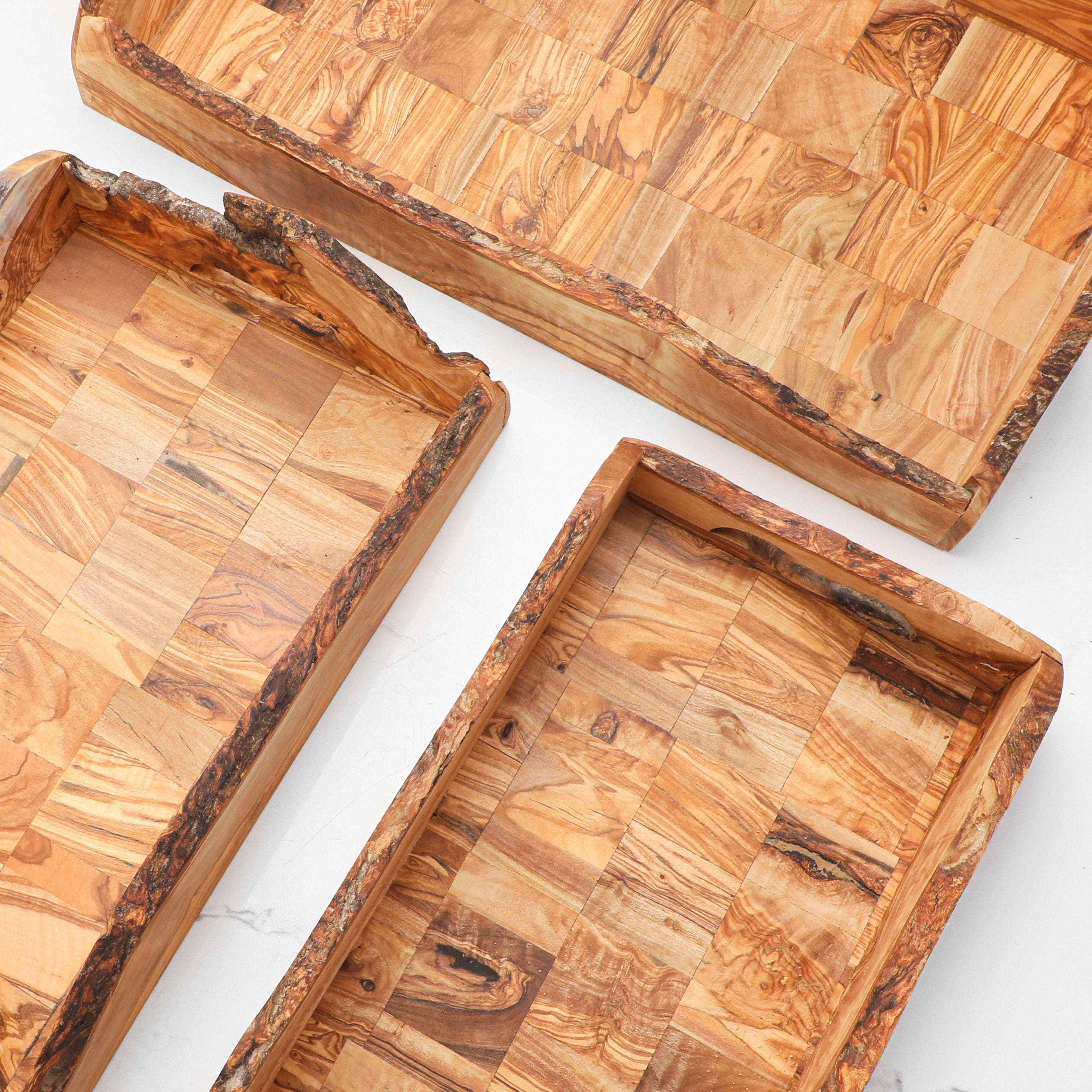 Handmade Olive Wood Serving Tray: Rustic Breakfast & Coffee Table Tray