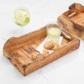 Handmade Olive Wood Serving Tray: Rustic Breakfast & Coffee Table Tray