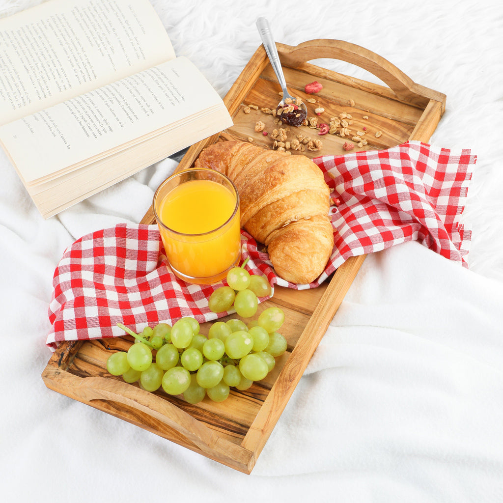 Handmade Olive Wood Serving Tray: Wooden Tea & Vanity Tray