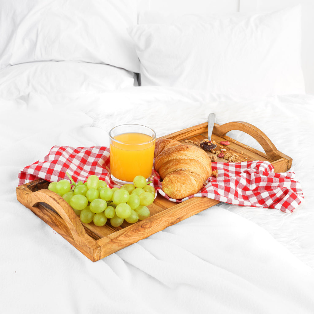 Handmade Olive Wood Serving Tray: Wooden Tea & Vanity Tray