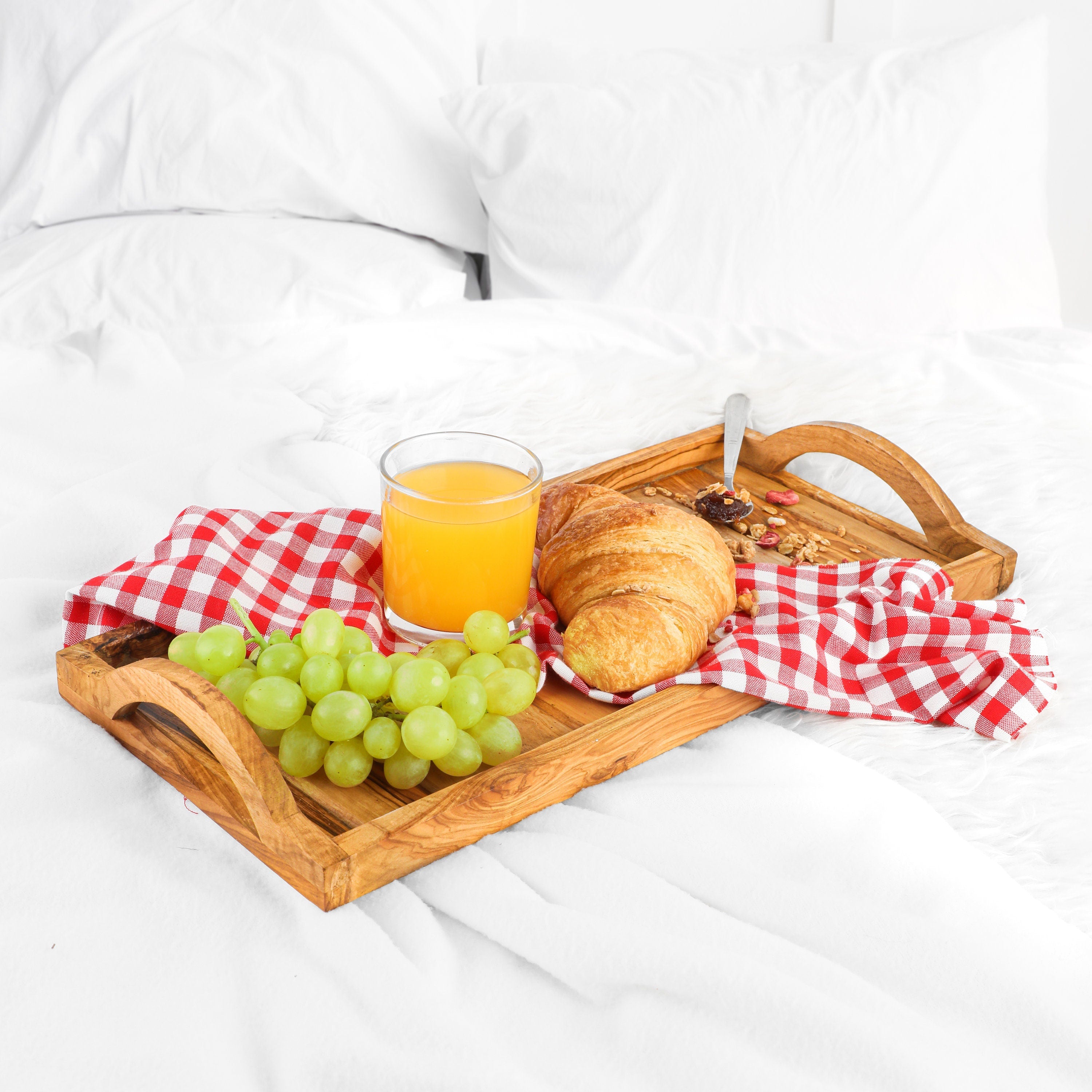 Handmade Olive Wood Serving Tray: Wooden Tea & Vanity Tray