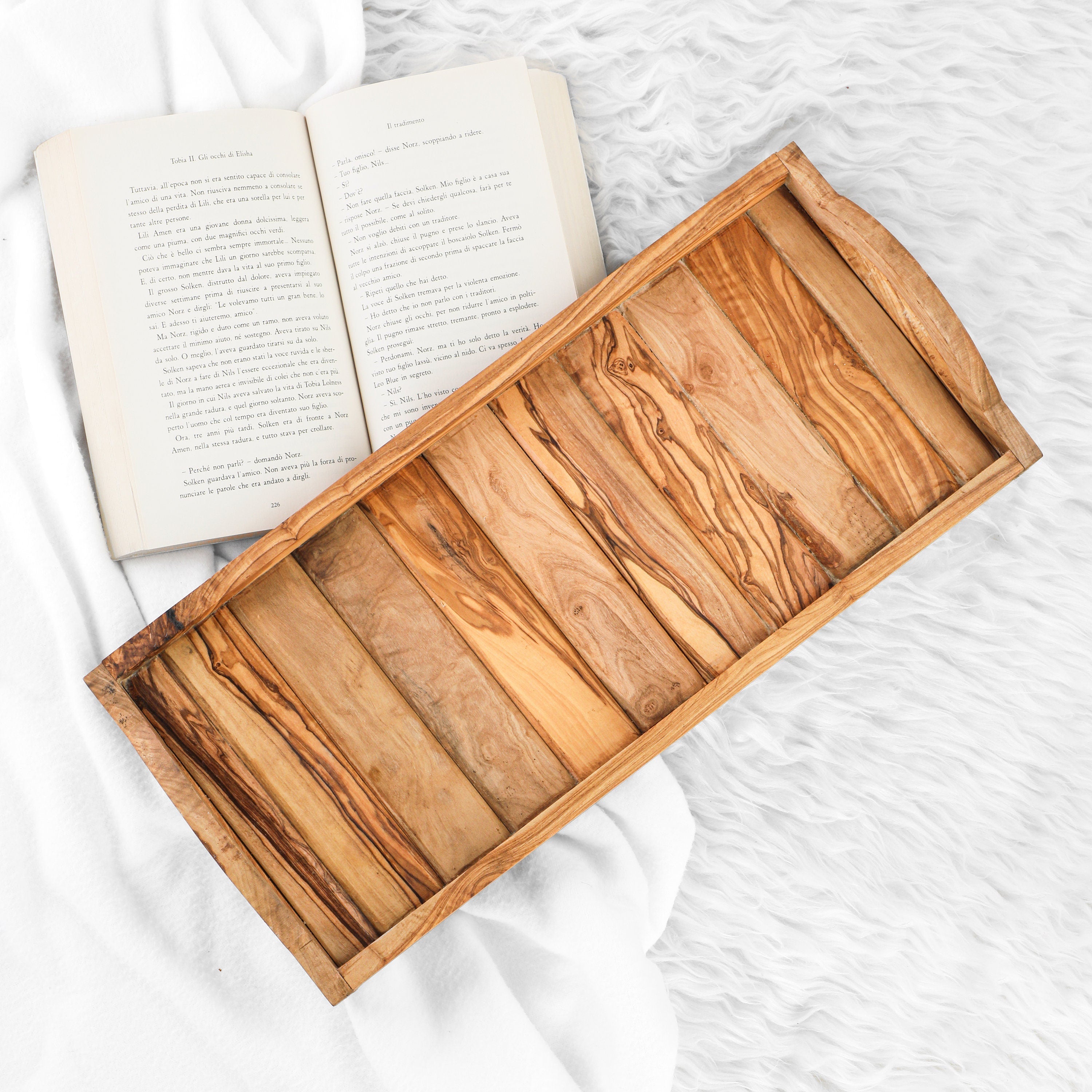 Handmade Olive Wood Serving Tray: Wooden Tea & Vanity Tray