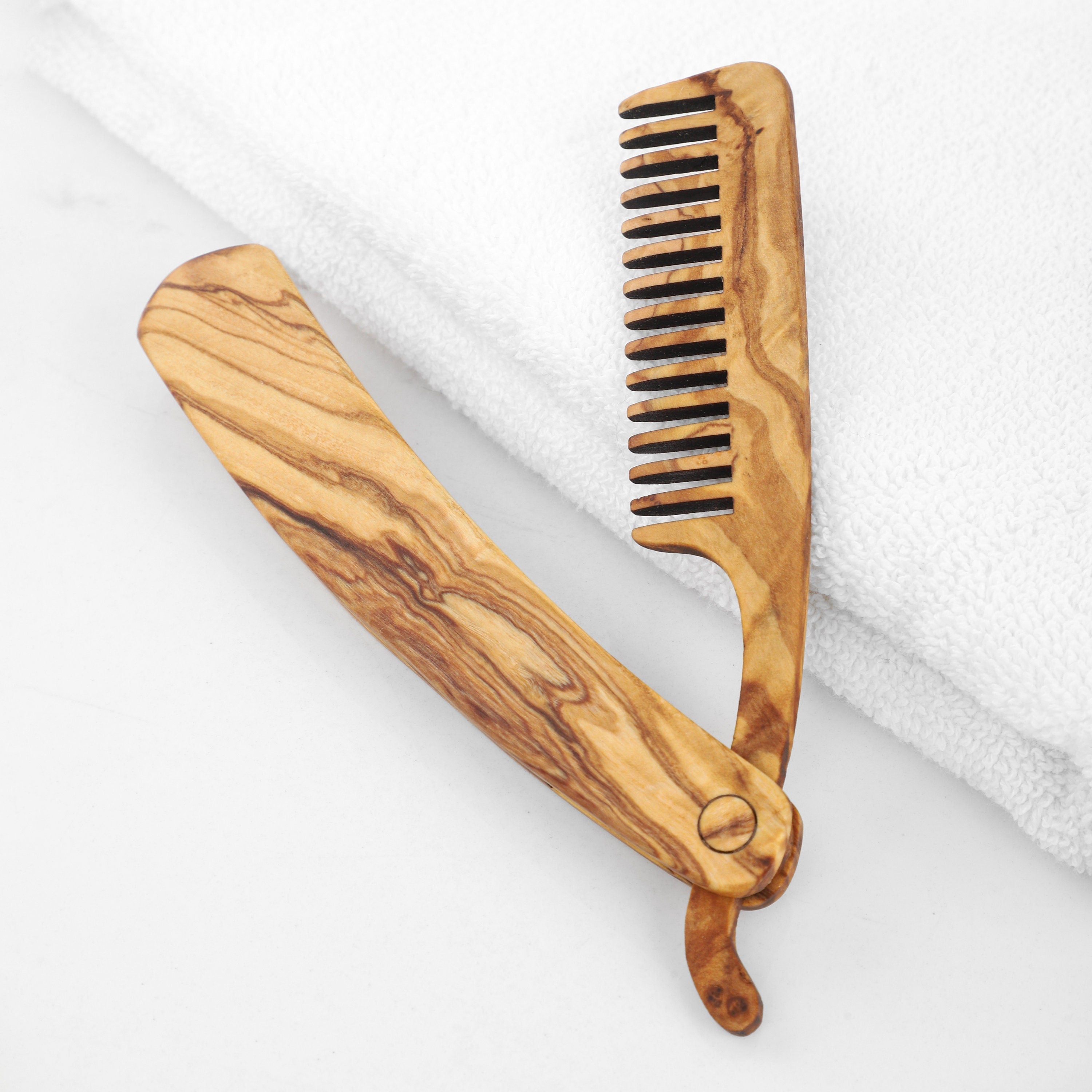 Handmade Olive Wood Beard Comb: Personalized Grooming Gift