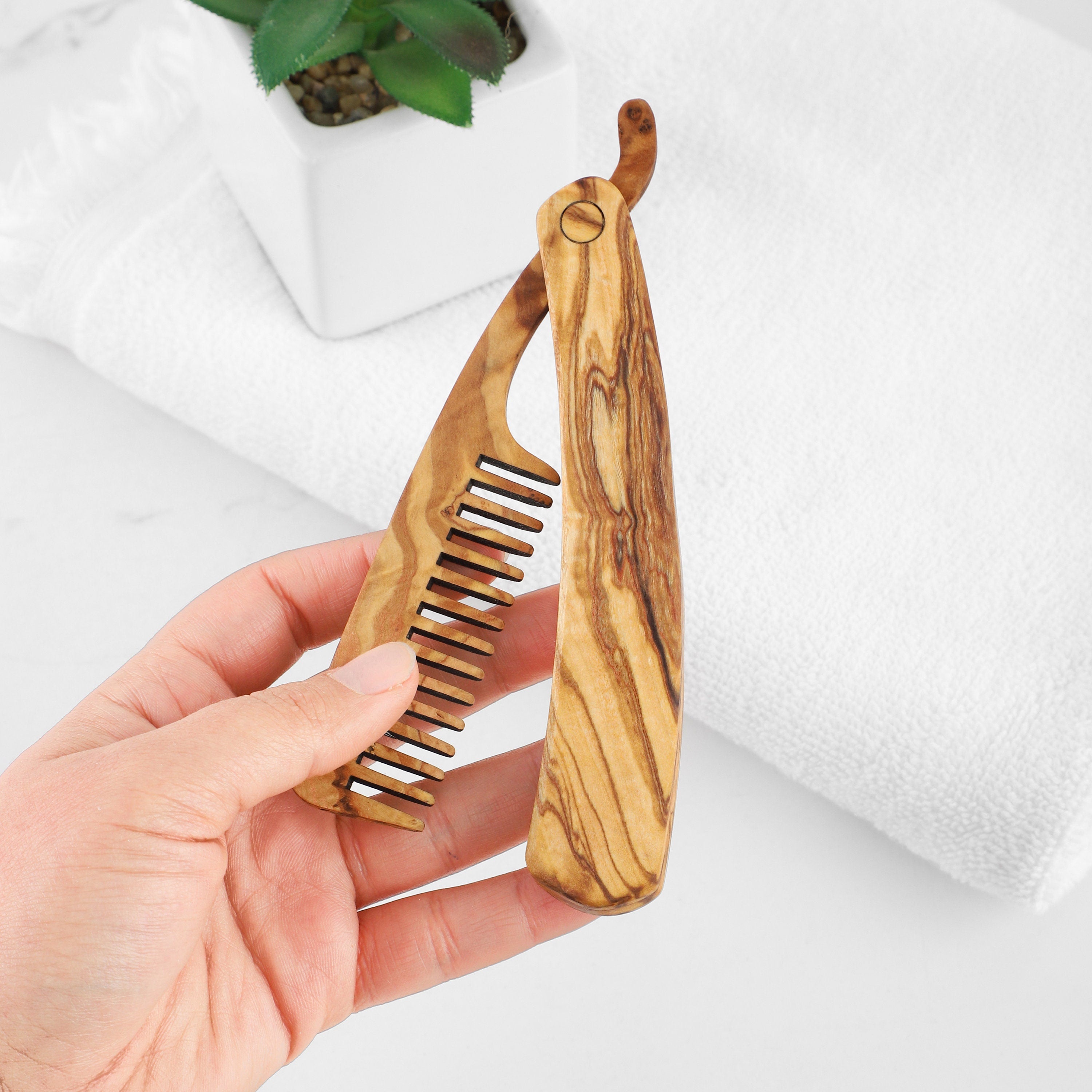 Handmade Olive Wood Beard Comb: Personalized Grooming Gift
