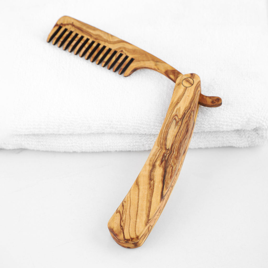 Handmade Olive Wood Beard Comb: Personalized Grooming Gift