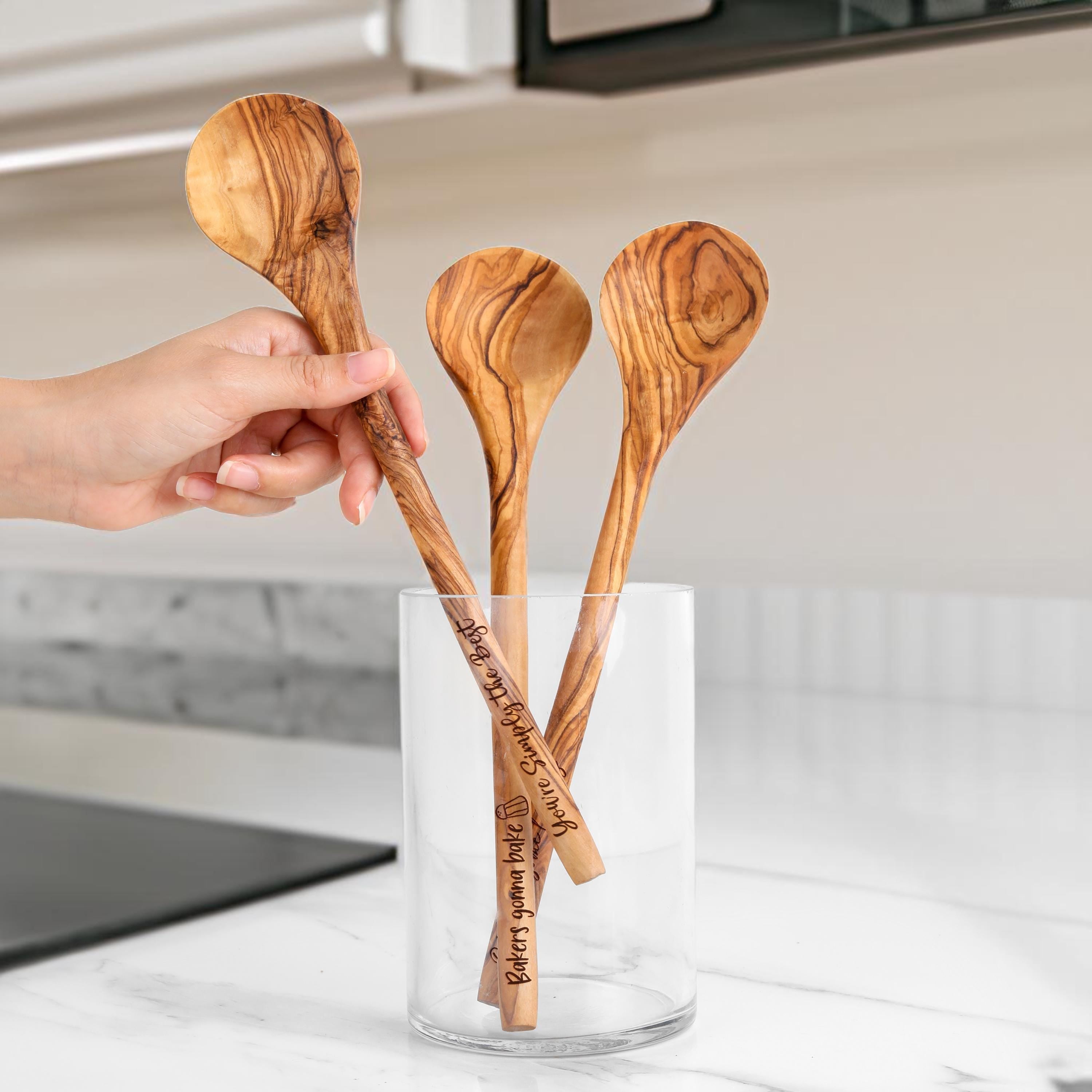 Handmade Olive Wood Cooking Spoon: Personalized Kitchen Utensil