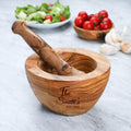 Handmade Olive Wood Mortar and Pestle: Personalized Kitchen Gift