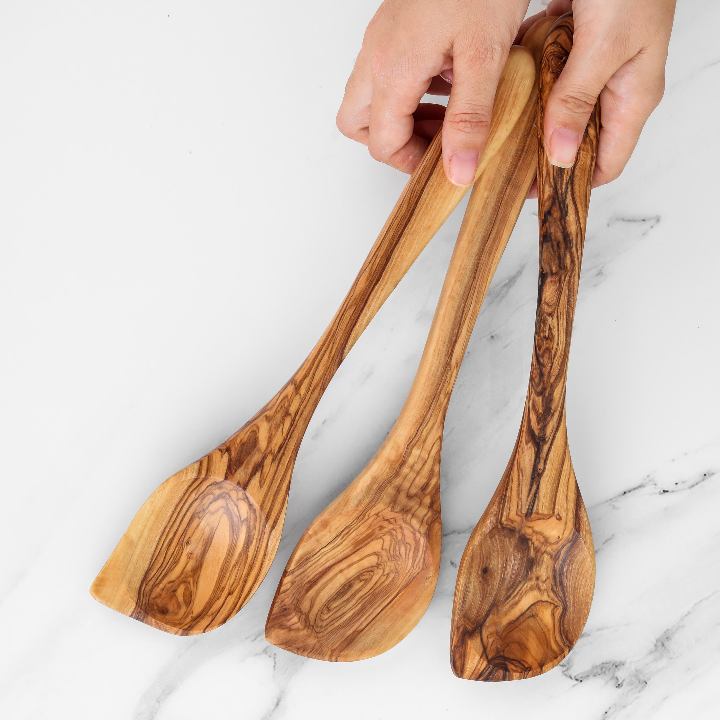 Handmade Olive Wood Corner Spoon: Personalized Cooking Gift
