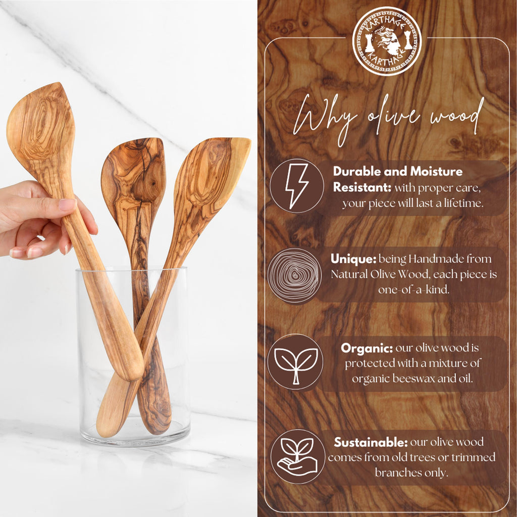 Handmade Olive Wood Corner Spoon: Personalized Cooking Gift