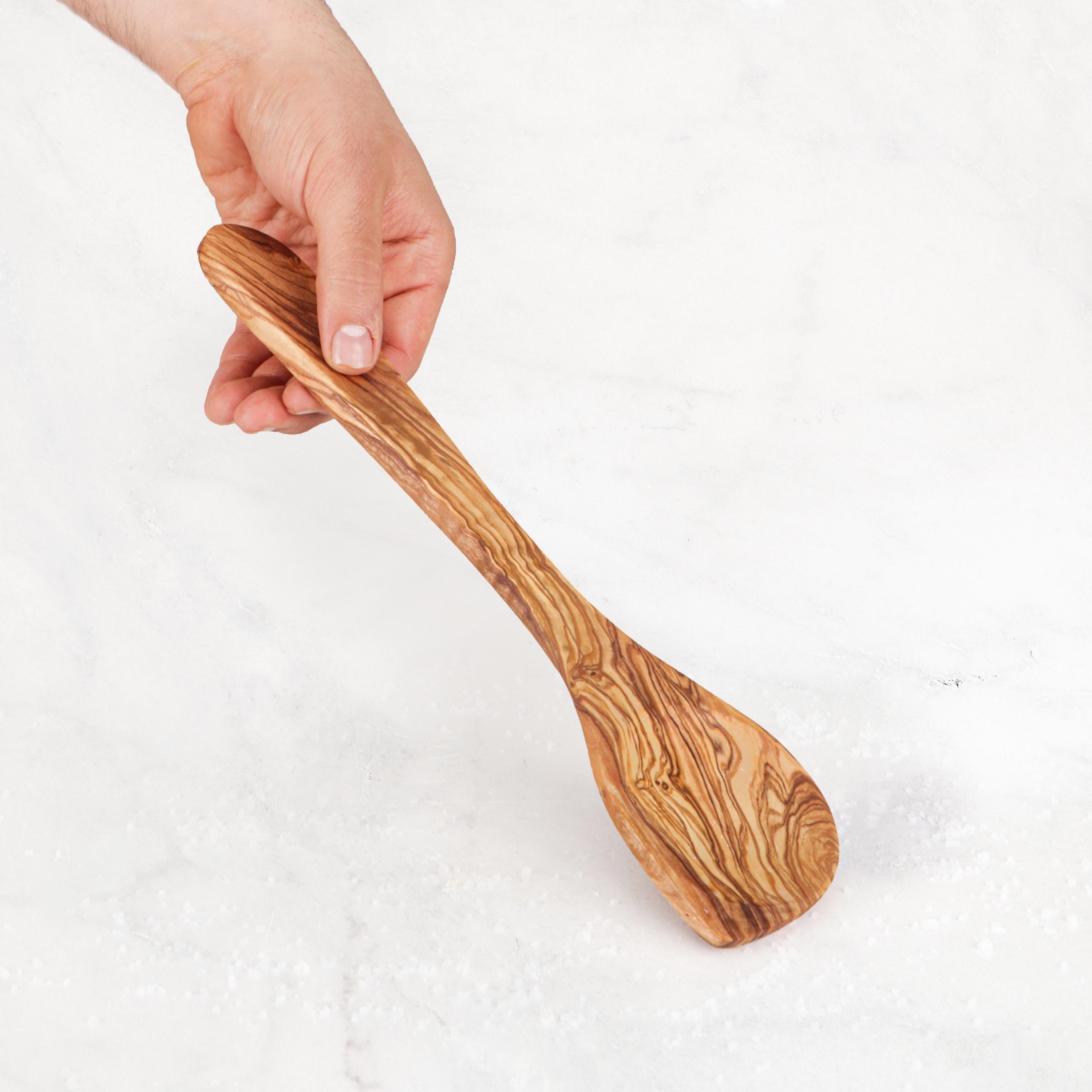 Handmade Olive Wood Corner Spoon: Personalized Cooking Gift